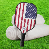Rustiek Amerikaans Vlag Monogram Pickleball Paddle