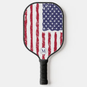 Rustiek Amerikaans Vlag Monogram Pickleball Paddle (Voorkant)