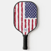 Rustiek Amerikaans Vlag Monogram Pickleball Paddle (Achterkant)