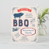 Rustiek Amerikaans Zomer BBQ Party Kaart (Staand voorkant)