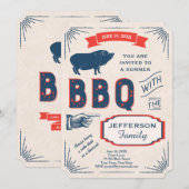 Rustiek Amerikaans Zomer BBQ Party Kaart (Voorkant / Achterkant)