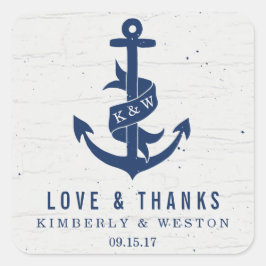 Rustiek Anker Bruiloft Favor Stickers / Navy