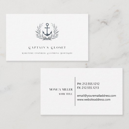 Rustiek anker logo visitekaartje (Voorkant / Achterkant)