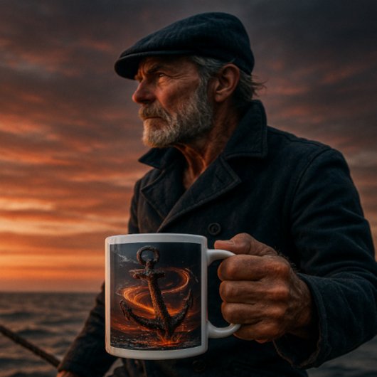 Rustiek anker met vuurlicht - Nautisch Zee Lover Grote Koffiekop