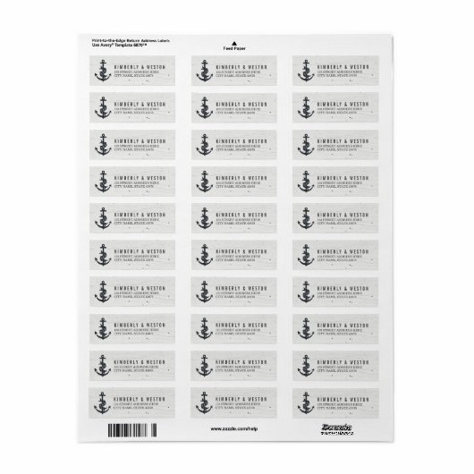 Rustiek Anker Monogram Retouradres Labels (Full Sheet)
