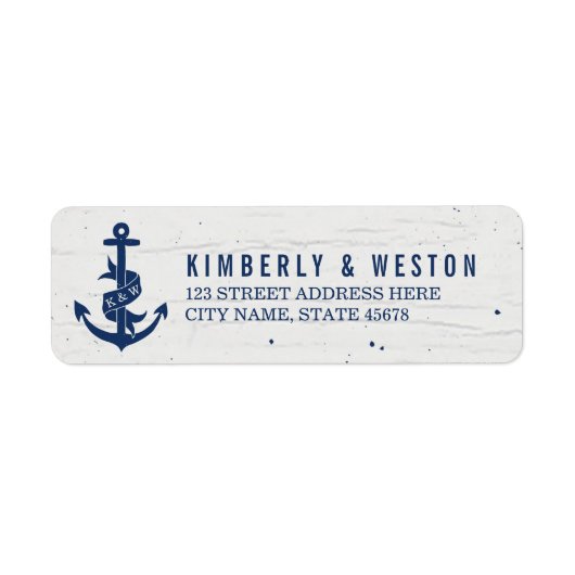 Rustiek Anker Monogram Retouradres Labels (Voorkant)