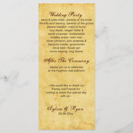 rustiek anker nautische bruiloft programma programmakaart (Achterkant)