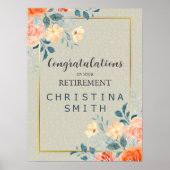 Rustiek Antiek Bloemen Waterverf Pensioen Party Poster (Voorkant)