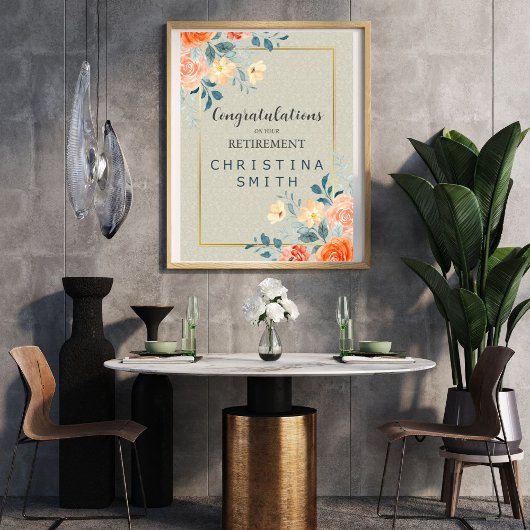 Rustiek Antiek Bloemen Waterverf Pensioen Party Poster