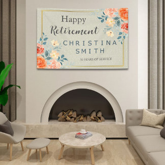 Rustiek Antiek Bloemen Waterverf Pensioen Party Spandoek