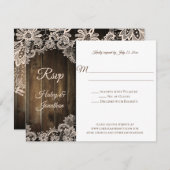 Rustiek Antiek Kant en Schuur Hout RSVP (Voorkant / Achterkant)