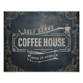 Rustiek Antiek Zwart en Bruin Koffiebar Foto Afdruk (Voorkant)