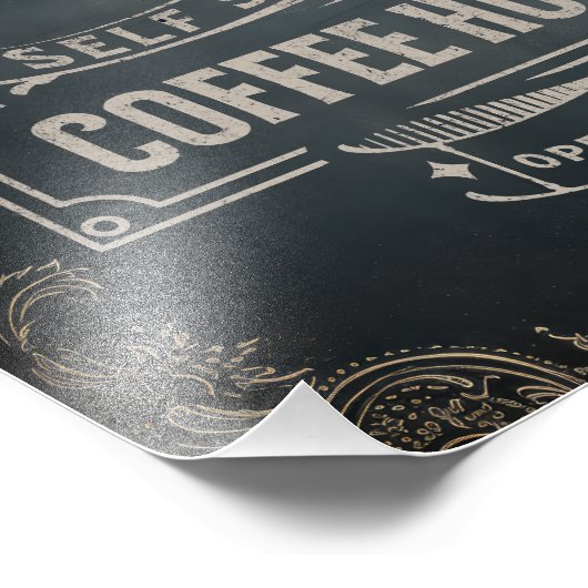 Rustiek Antiek Zwart en Bruin Koffiebar Foto Foto Afdruk (Hoek)