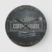 Rustiek Antiek Zwart en Bruin Koffiebar Foto Ronde Klok (Voorkant)