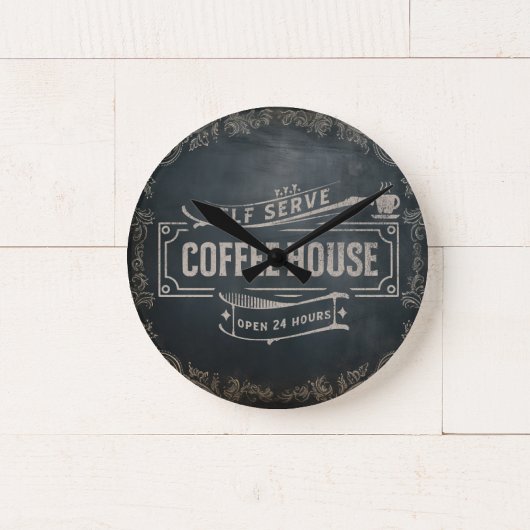 Rustiek Antiek Zwart en Bruin Koffiebar Foto Ronde Klok