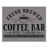 Rustiek Antiek Zwart en Grijs Koffiebar Foto Afdruk (Voorkant)