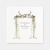 Rustiek Antler Country Boho Floral Monogram Servet (Voorkant)