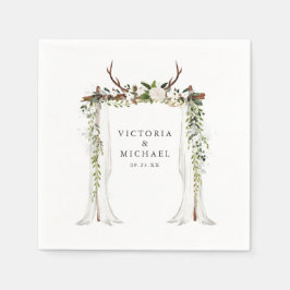 Rustiek Antler Country Boho Floral Monogram Servet