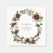 Rustiek Antler Country Boho Floral Monogram Servet (Voorkant)