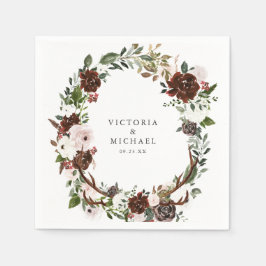 Rustiek Antler Country Boho Floral Monogram Servet