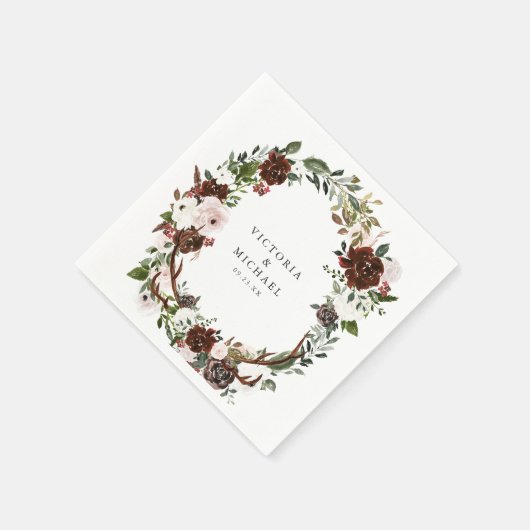 Rustiek Antler Country Boho Floral Monogram Servet (Hoek)