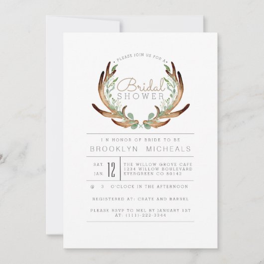 Rustiek Antler en Vine Waterverf Vrijgezellenfeest Kaart (Voorkant)