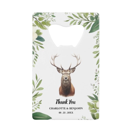 Rustiek Antler Floral Lijst bruiloft gunst Creditkaart Flessenopener (Voorkant)