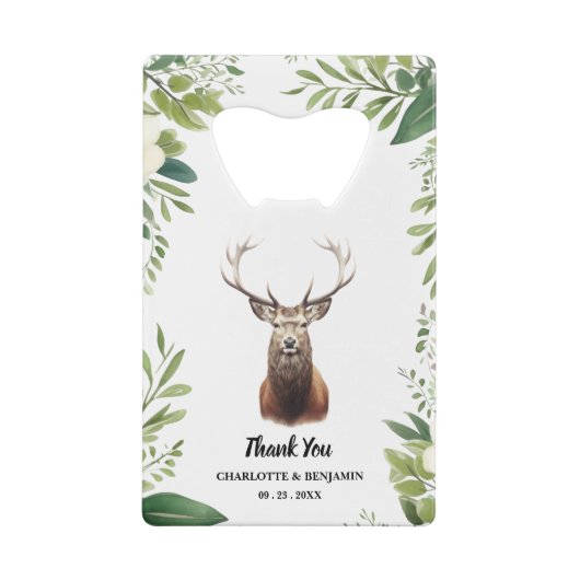 Rustiek Antler Floral Lijst bruiloft gunst Creditkaart Flessenopener (Achterkant)