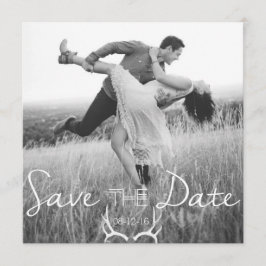 Rustiek Antler Graphic | Wit De datum opslaan Save The Date