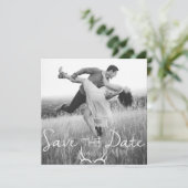 Rustiek Antler Graphic | Wit De datum opslaan Save The Date (Staand voorkant)
