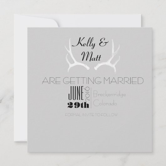 Rustiek Antler Graphic | Wit De datum opslaan Save The Date (Achterkant)