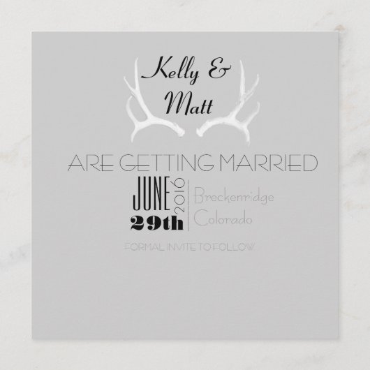 Rustiek Antler Graphic | Wit De datum opslaan Save The Date (Achterkant)