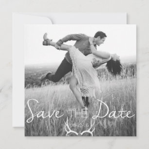 Rustiek Antler Graphic   Wit De datum opslaan Save The Date