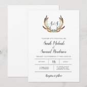 Rustiek Antler & groen Waterverf bruiloft Kaart (Voorkant / Achterkant)