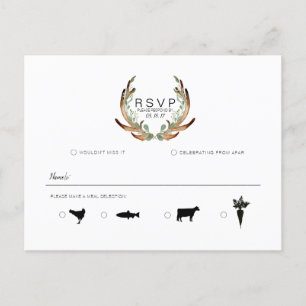 Rustiek Antler & groen Waterverf   RSVP Aankondigingskaart