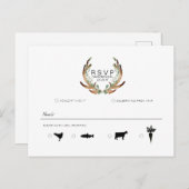 Rustiek Antler & groen Waterverf | RSVP Aankondigingskaart (Voorkant / Achterkant)