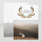 Rustiek Antler Modern Merry Christmas Holiday Kaar Feestdagenkaart (Voorkant / Achterkant)