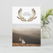 Rustiek Antler Modern Merry Christmas Holiday Kaar Feestdagenkaart (Staand voorkant)