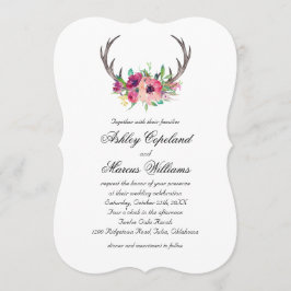Rustiek Antlers Boho Bloemen Allure Bruiloft Kaart