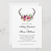 Rustiek Antlers Boho Bloemen Allure Bruiloft Kaart (Voorkant / Achterkant)