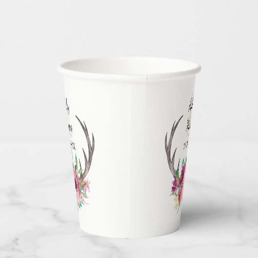 Rustiek Antlers Boho Bloemen Allure Bruiloft Papieren Bekers (Rechts)