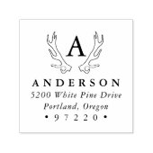 Rustiek Antlers Monogram Retouradres Zelfinktende Stempel (Design)