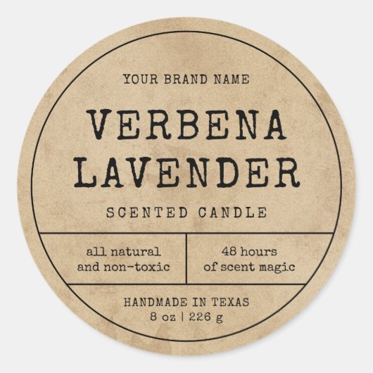 Rustiek Apotheker Ronde Kaarsenkruik Label (Voorkant)