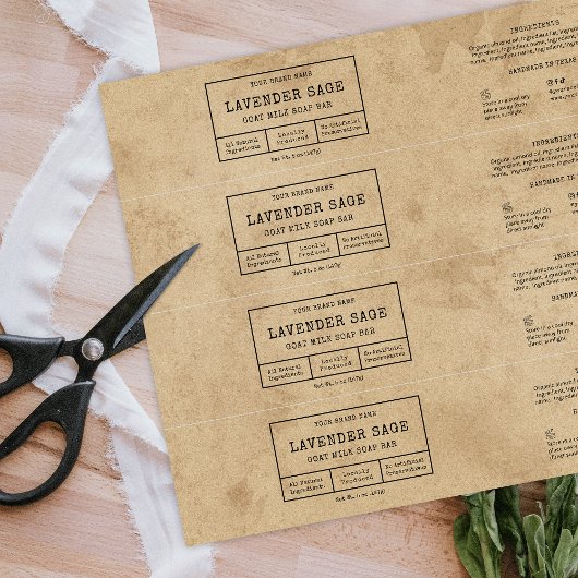 Rustiek  Apotheker Zeep Bar Bellyband Label