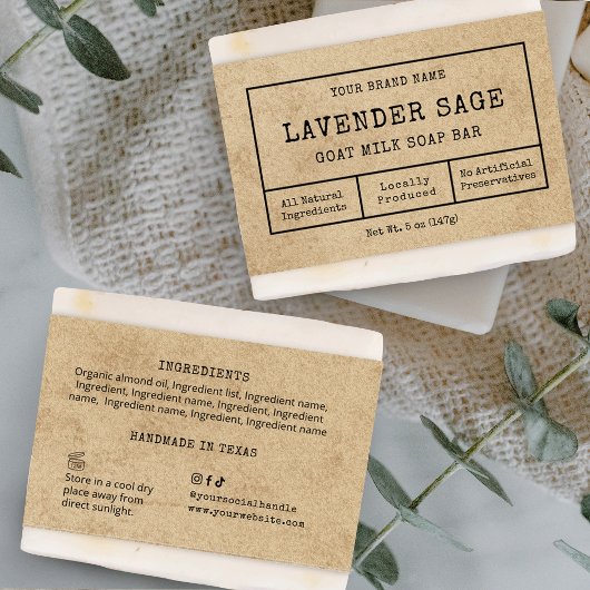 Rustiek  Apotheker Zeep Bar Bellyband Label