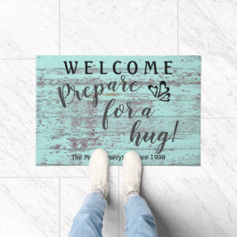 Rustiek Aqua Hout & Welkom Typografie Deurmat