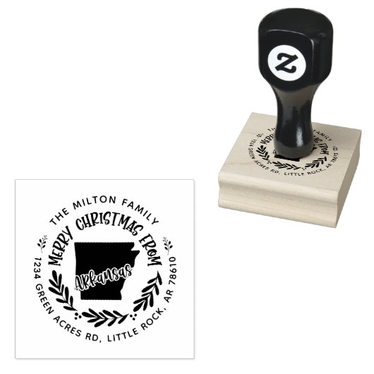 Rustiek Arkansas Vrolijk Kerstmis retour adres Rubberstempel (Gestempeld)