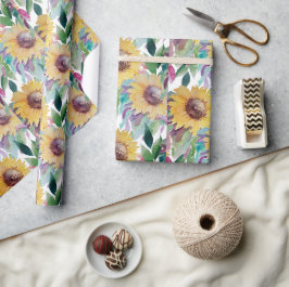 Rustiek Artistieke Zonnebloem Waterverf Art Cadeaupapier