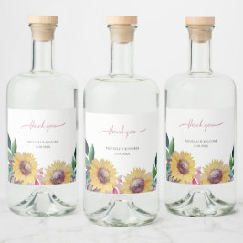 Rustiek Artistieke Zonnebloem Waterverf Art Likeurfles Etiket