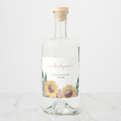 Rustiek Artistieke Zonnebloem Waterverf Art Likeurfles Etiket (Voorkant)